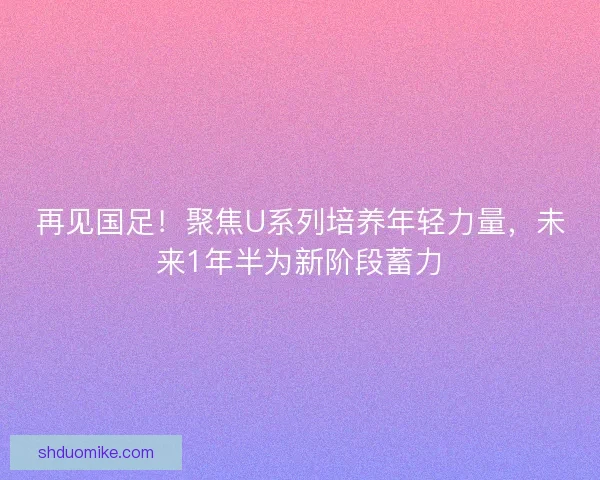 再见国足！聚焦U系列培养年轻力量，未来1年半为新阶段蓄力