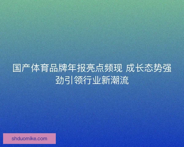 国产体育品牌年报亮点频现 成长态势强劲引领行业新潮流 国产体育品牌年报亮点频现 成长态势强劲引领行业新潮流