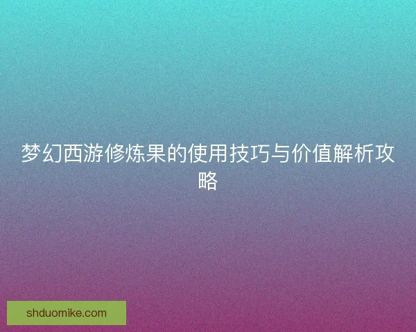 梦幻西游修炼果的使用技巧与价值解析攻略