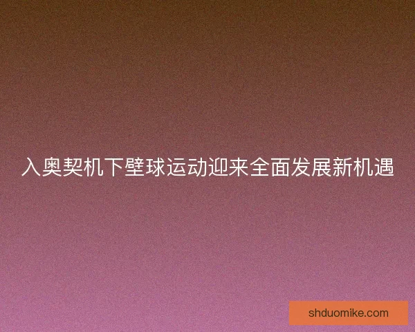 入奥契机下壁球运动迎来全面发展新机遇 入奥契机下壁球运动迎来全面发展新机遇