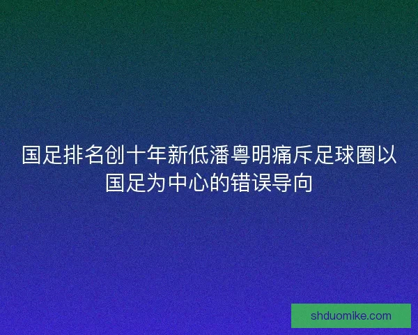 国足排名创十年新低潘粤明痛斥足球圈以国足为中心的错误导向 国足排名创十年新低潘粤明痛斥足球圈以国足为中心的错误导向