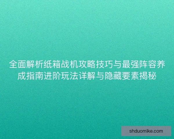 全面解析纸箱战机攻略技巧与最强阵容养成指南进阶玩法详解与隐藏要素揭秘
